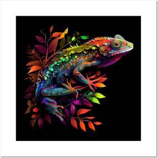 Cool gecko chameleon design colorful Posters and Art